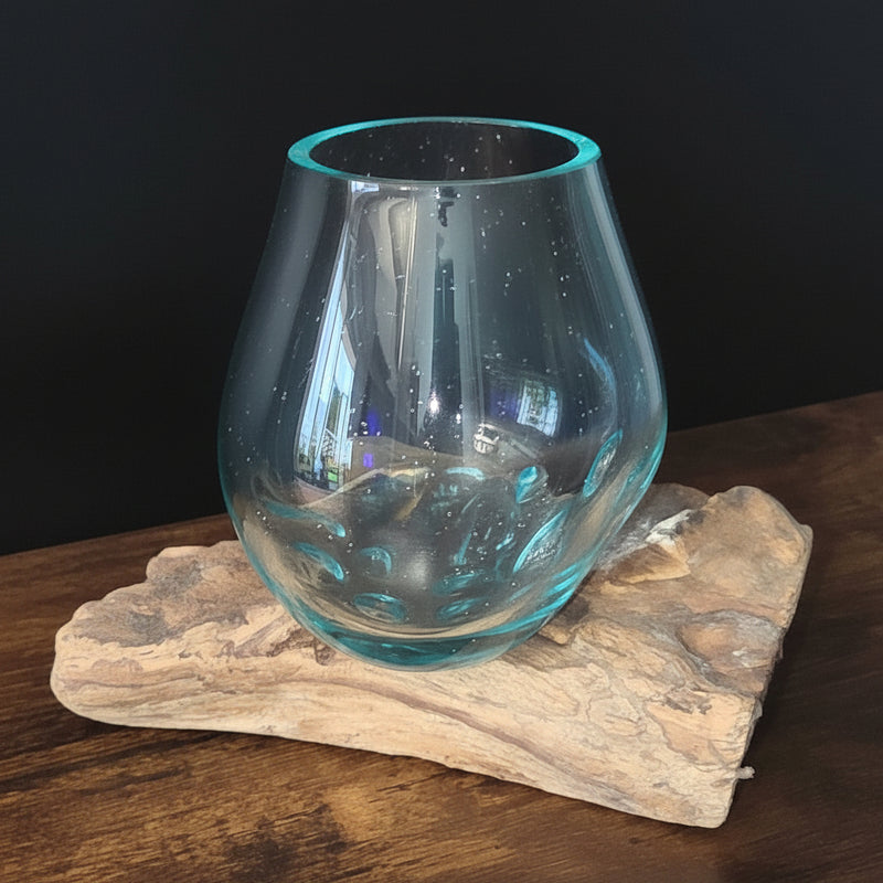 Small Slump Vase on driftwood Tall style