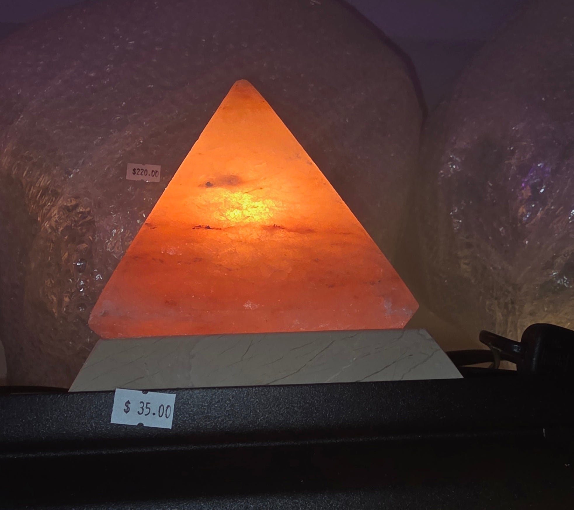 Small pyramid salt lamps
