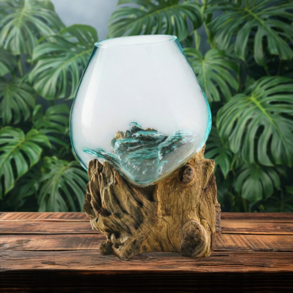 Large Slump Vase on Driftwood